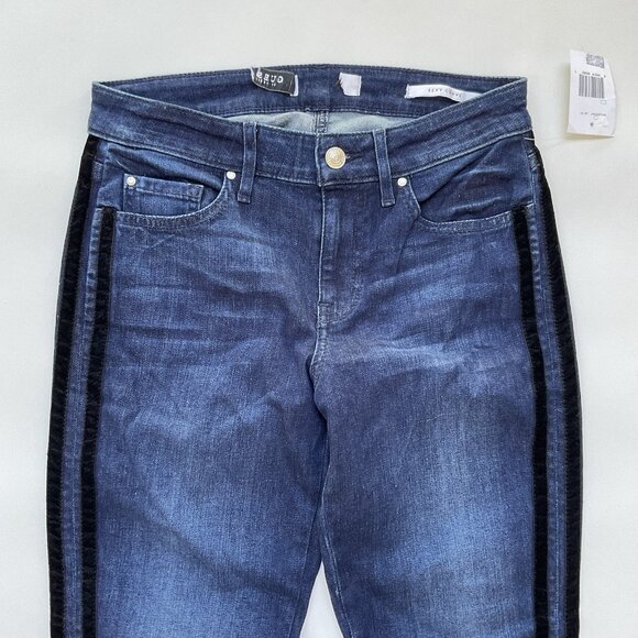 Guess Women’s Sexy Curve Mid Rise Skinny Jeans W/Tuxedo Velvet Striped Size 28 - Picture 5 of 11